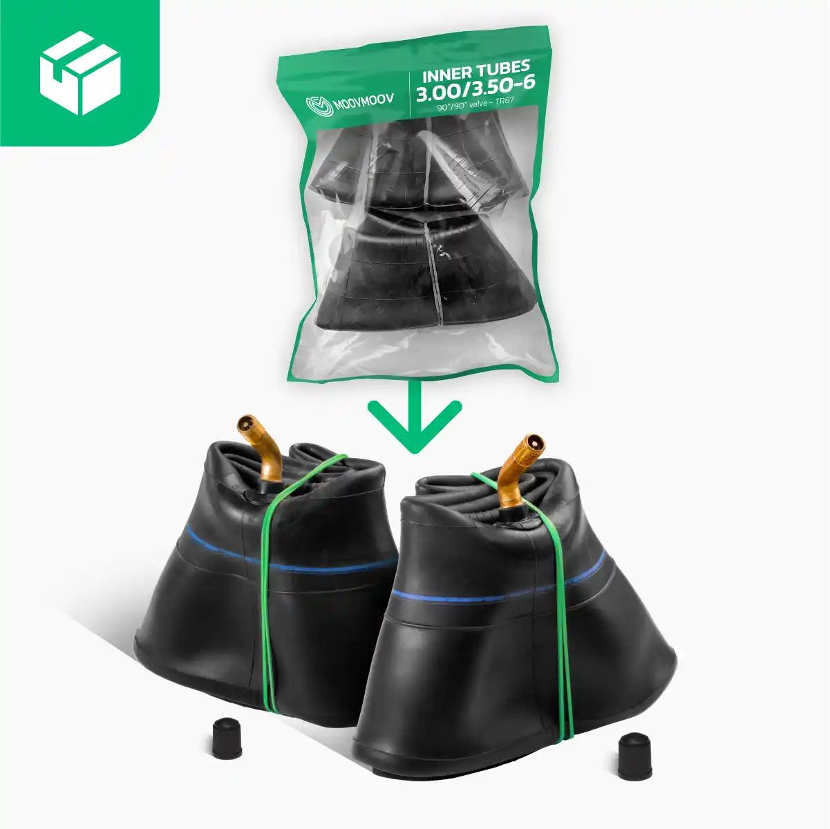 2 cámaras de aire para carretilla 3.50-6 válvula acodada