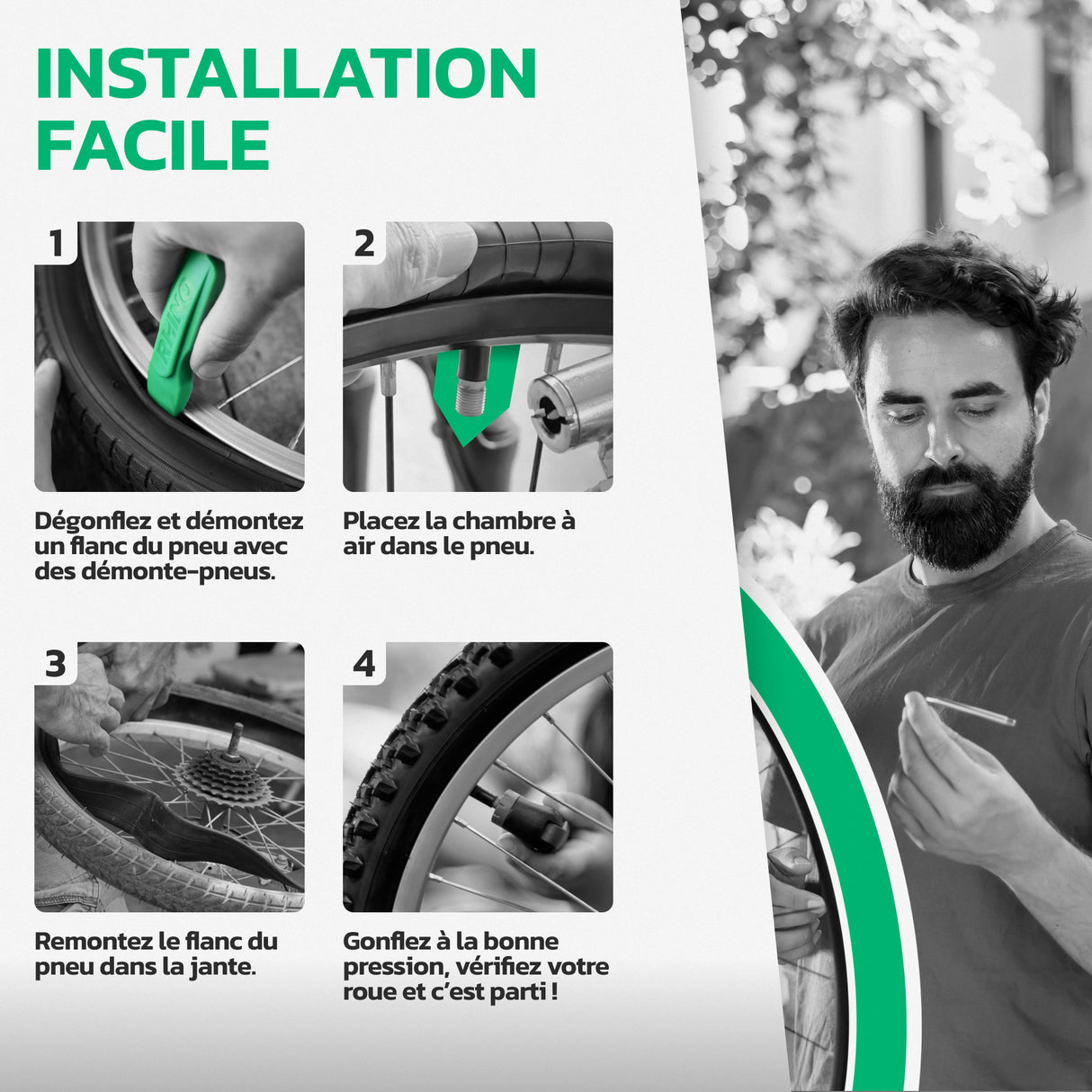 Installation d'une chambre à air 29 pouces en 4 étapes : démontage, pose, remontage, gonflage