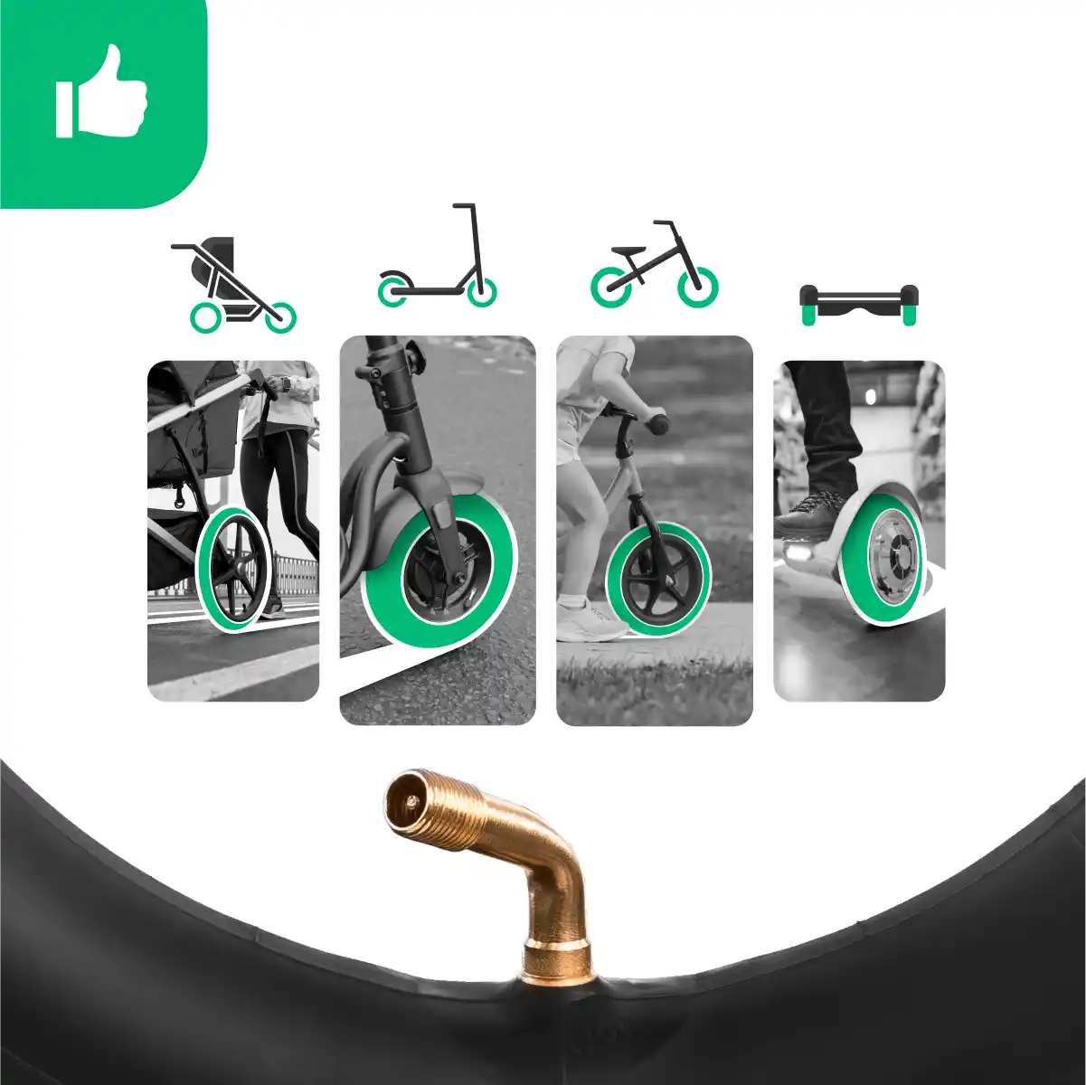 Cámara de aire 10x2.125 válvula acodada 60 50 cochecito