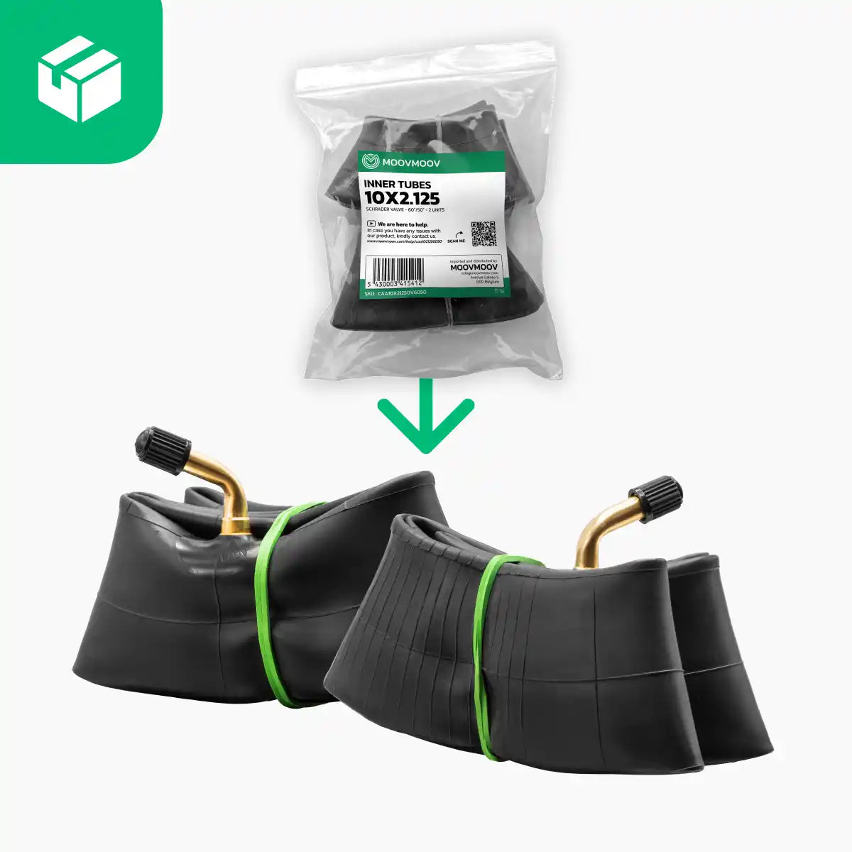 Cámara de aire 10x2.125 válvula acodada patinete