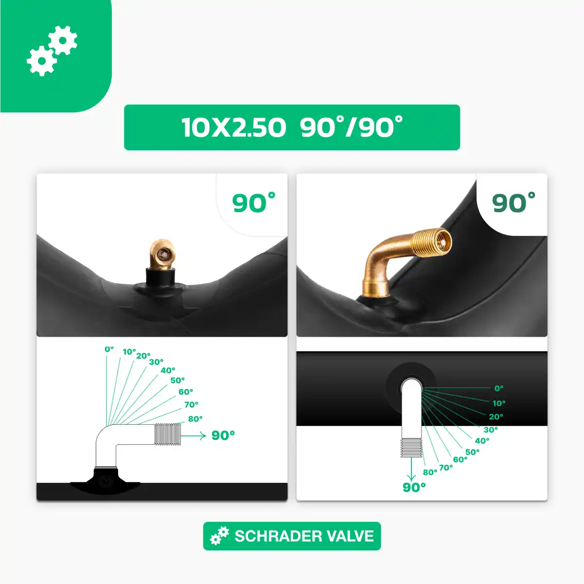 Cámara de aire 10x2.5 válvula 90/90