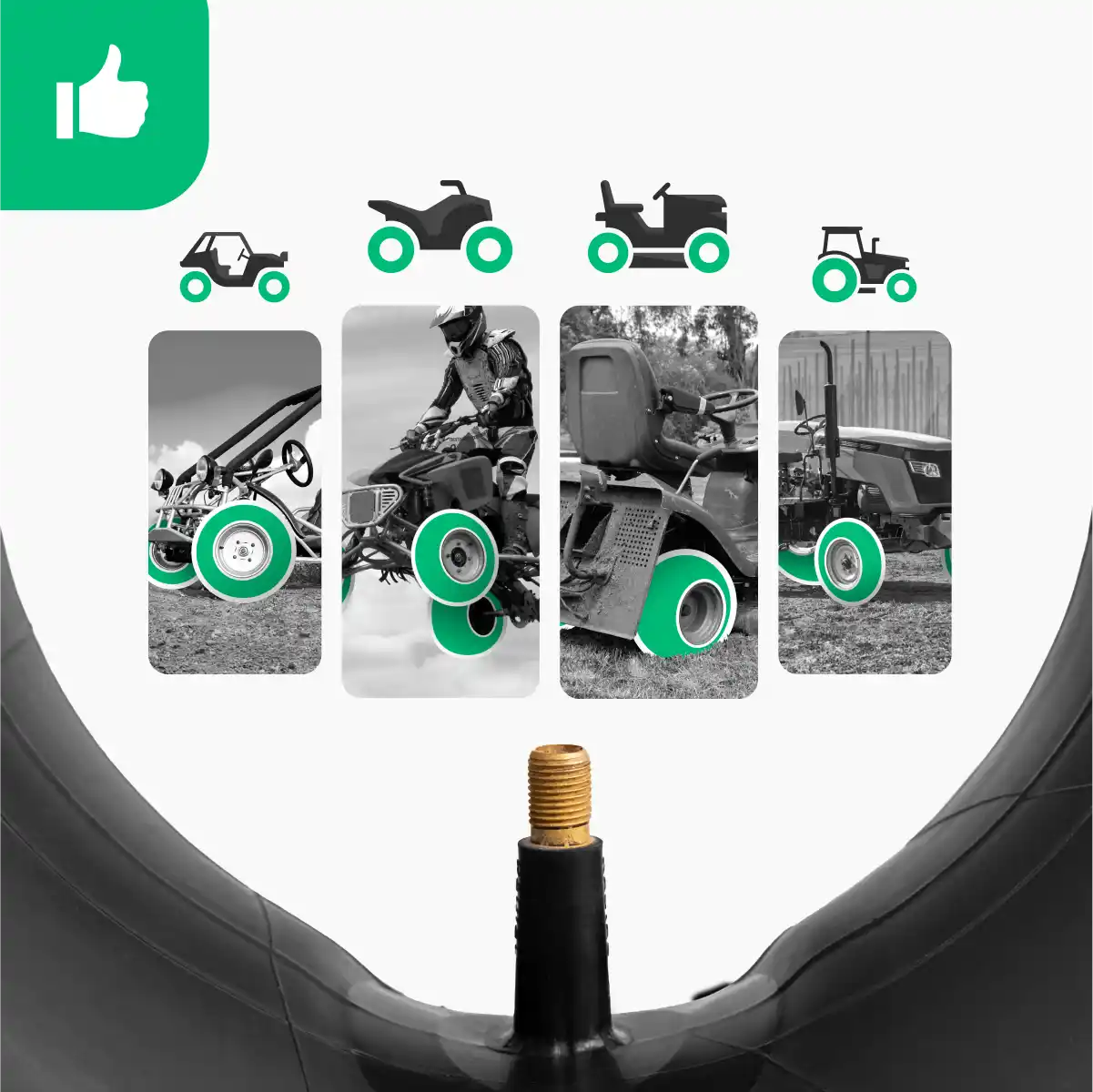 Cámara de aire 13 pulgadas tractor cortacésped válvula recta
