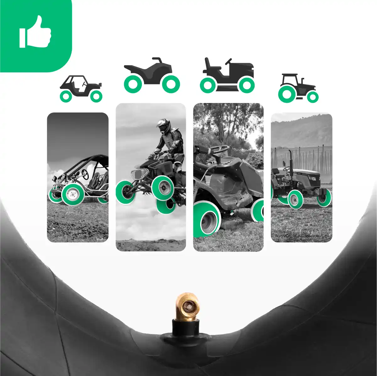 Cámara de aire 15x6.00-6 quad válvula acodada