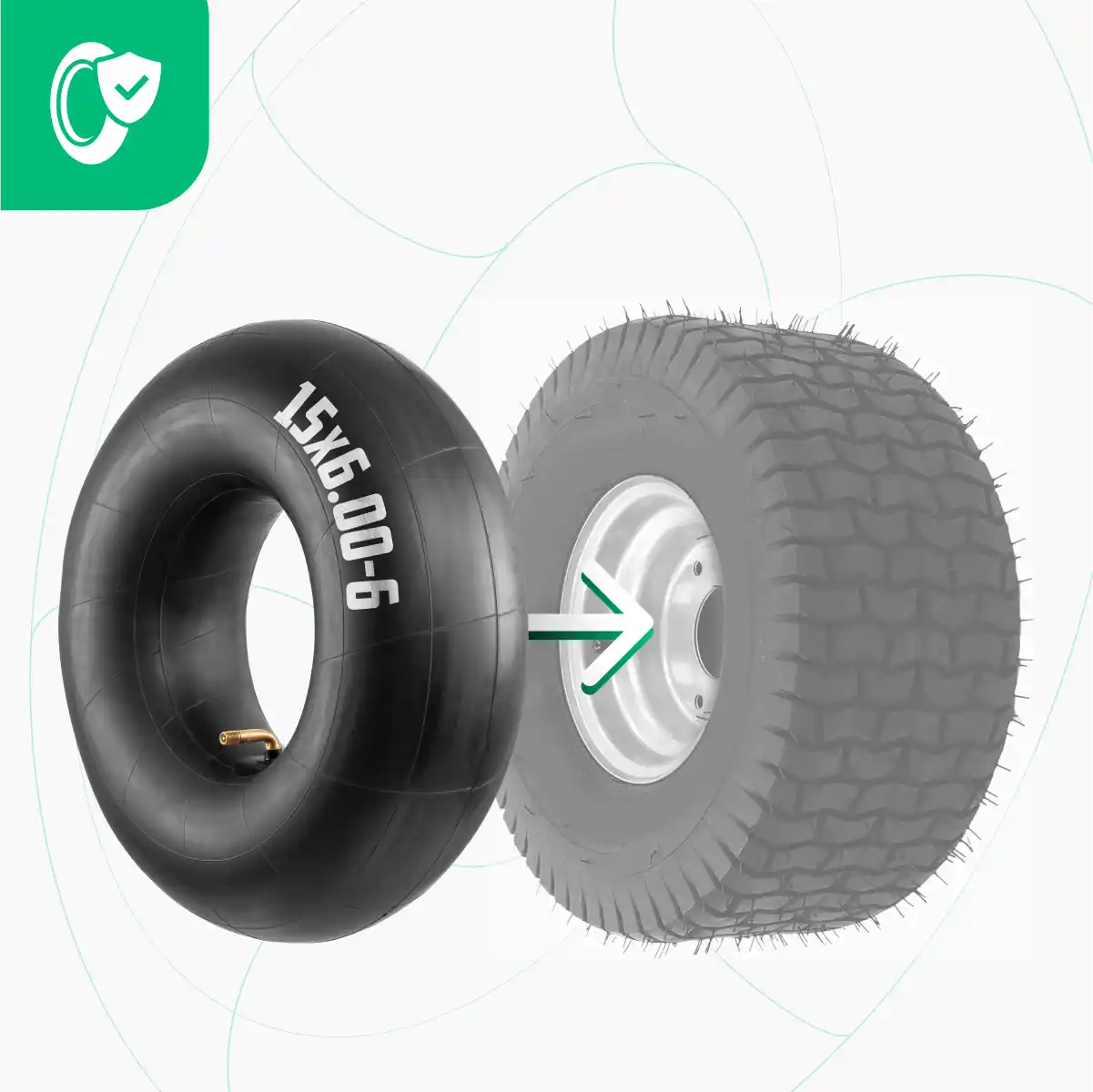 Cámara de aire 15x6.00-6 cortacésped válvula acodada