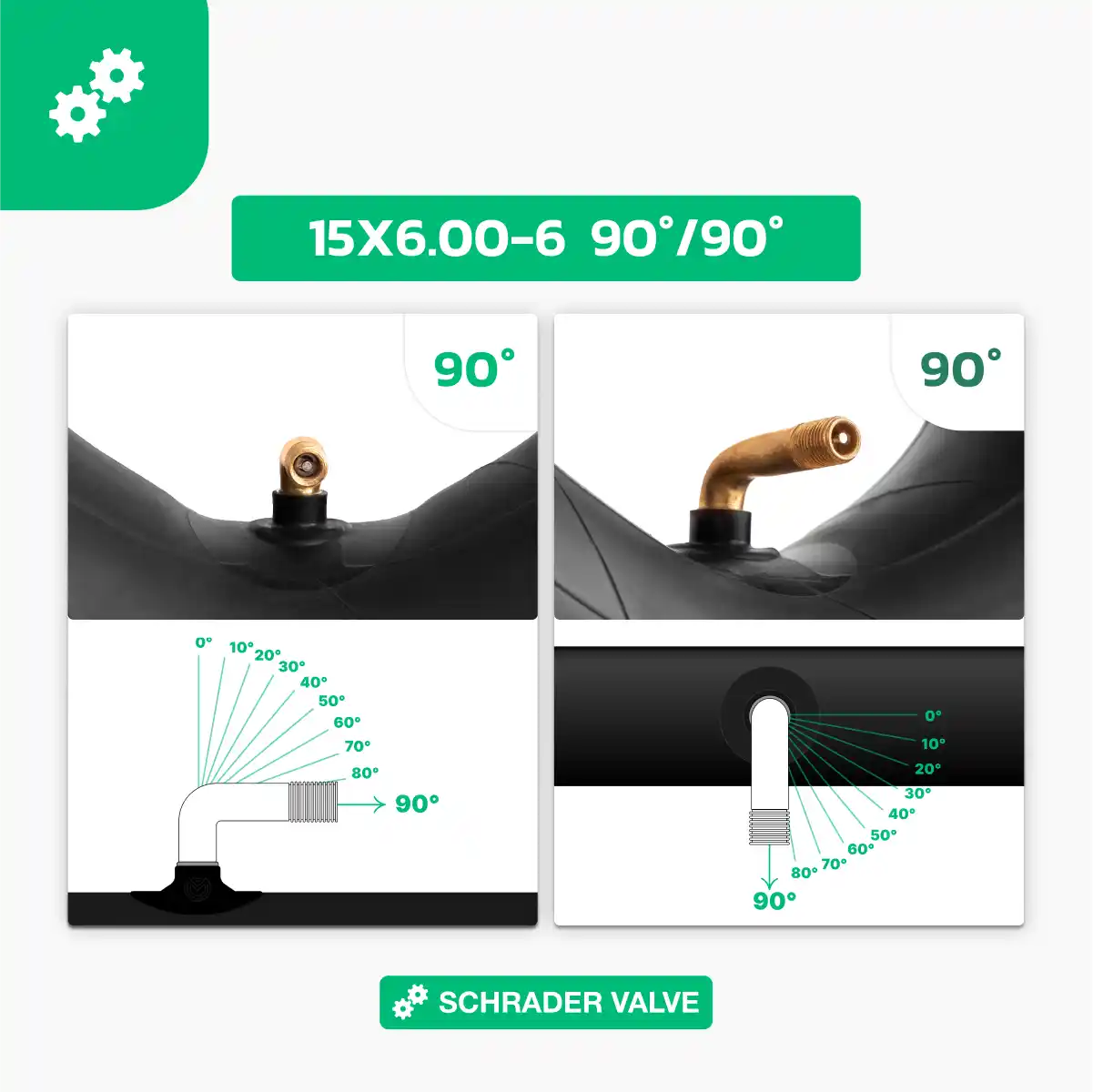 Cámara de aire 15x6.00-6 tractor cortacésped válvula 90 grados