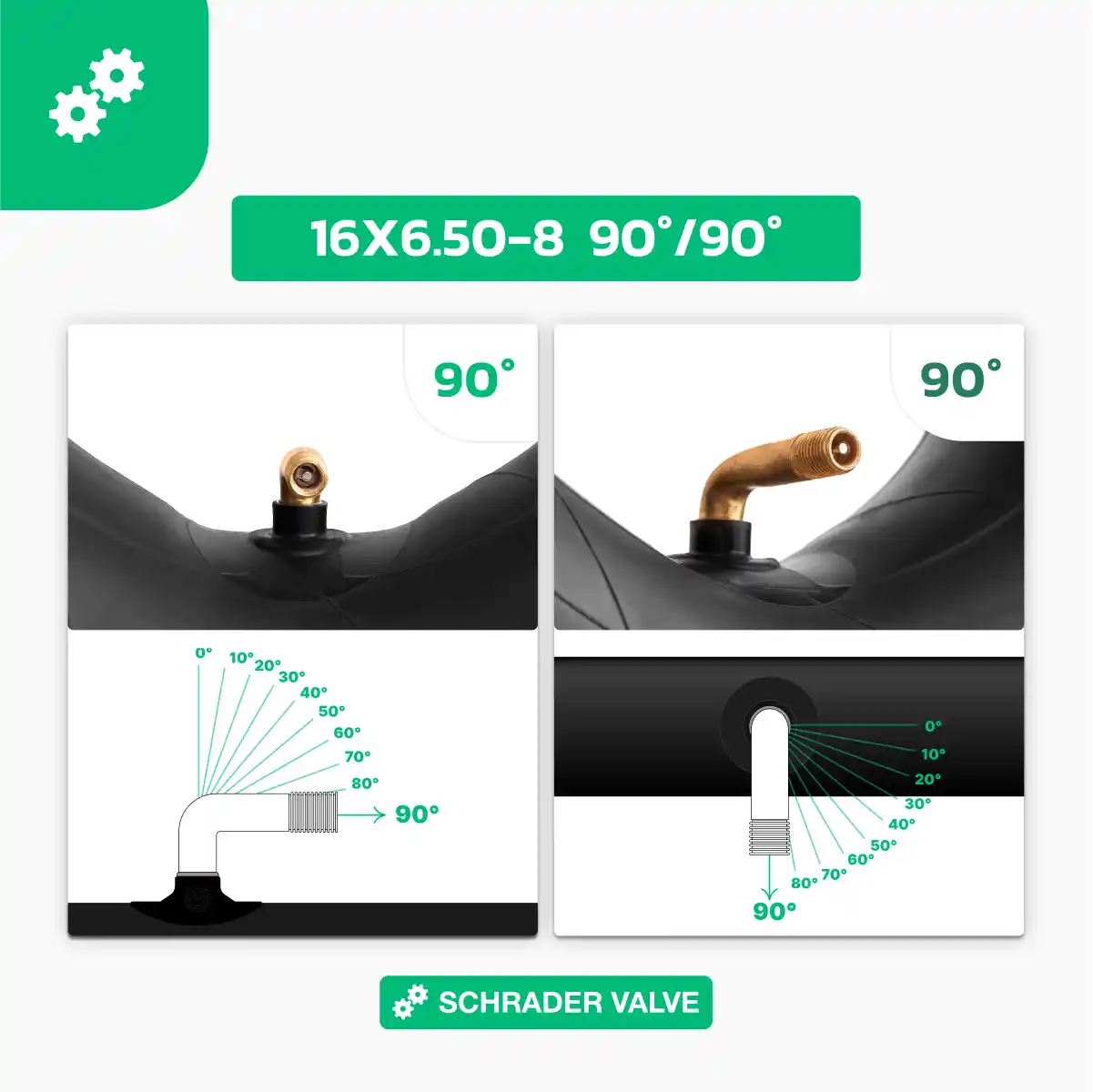 Cámara de aire 16x6.50-8 válvula curva tractor cortacésped