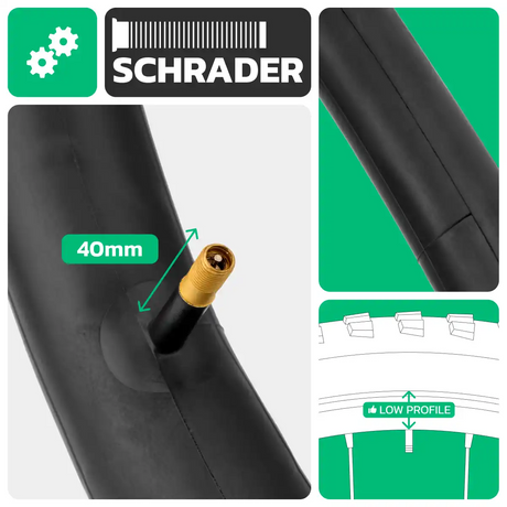 Cámara de aire 20 pulgadas schrader 40 mm bicicleta niño 20x1.50 > 1.75