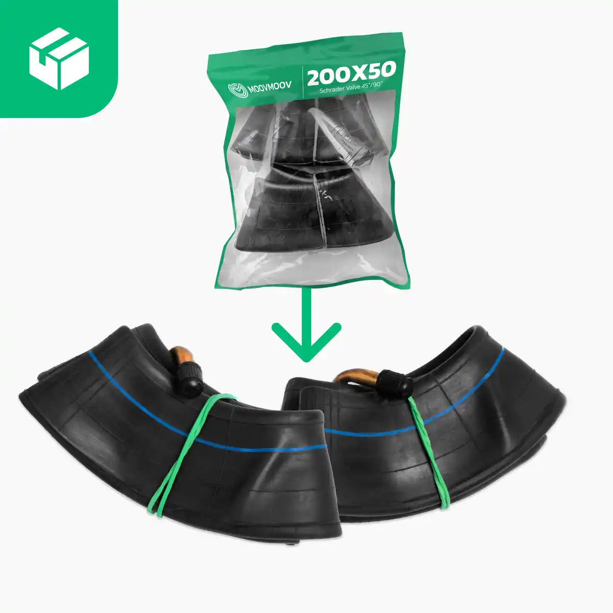 Cámara de aire 200 x 50 patinete válvula acodada 90/45