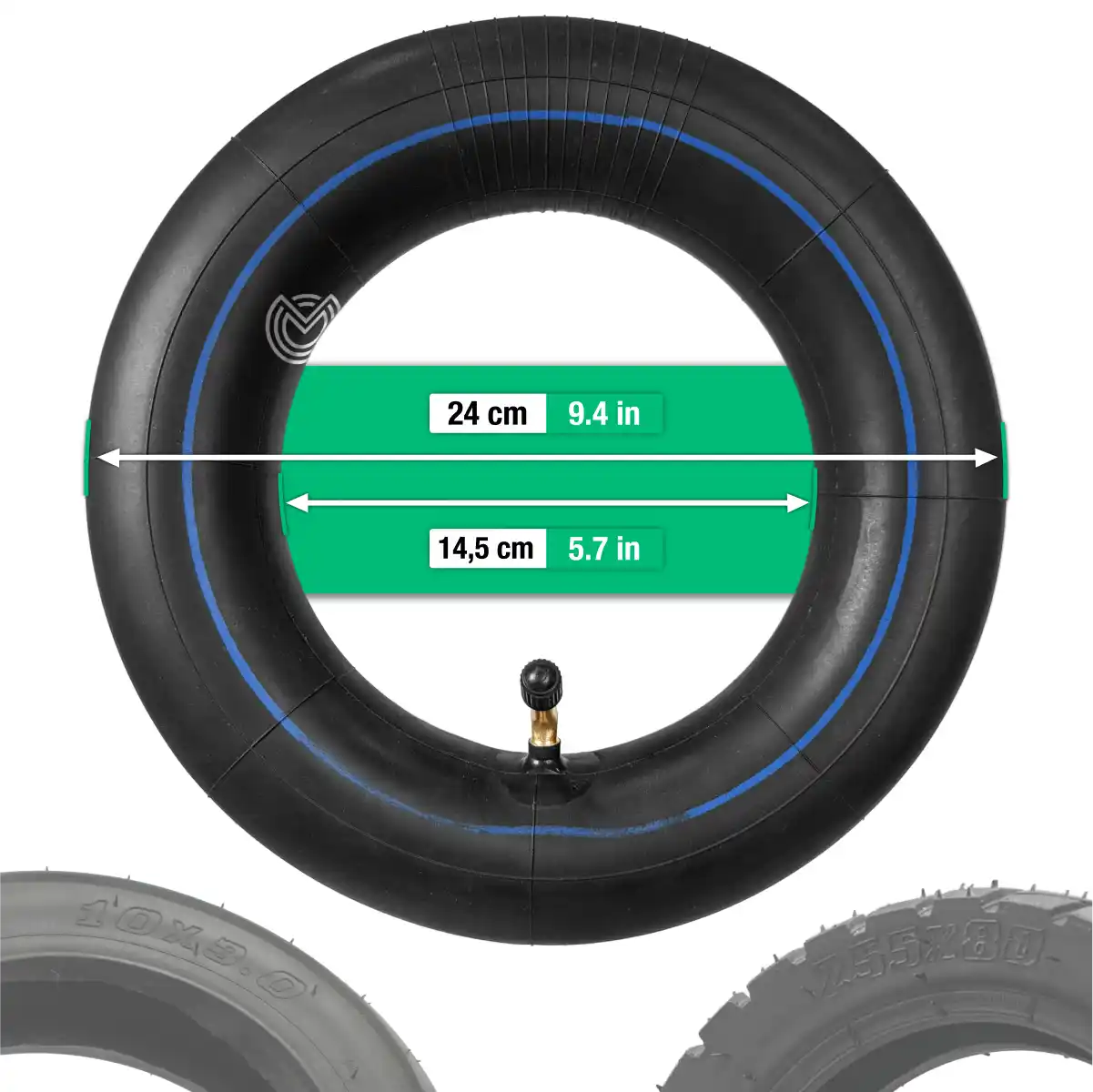 Cámara de aire 255 x 80 válvula curva patinete