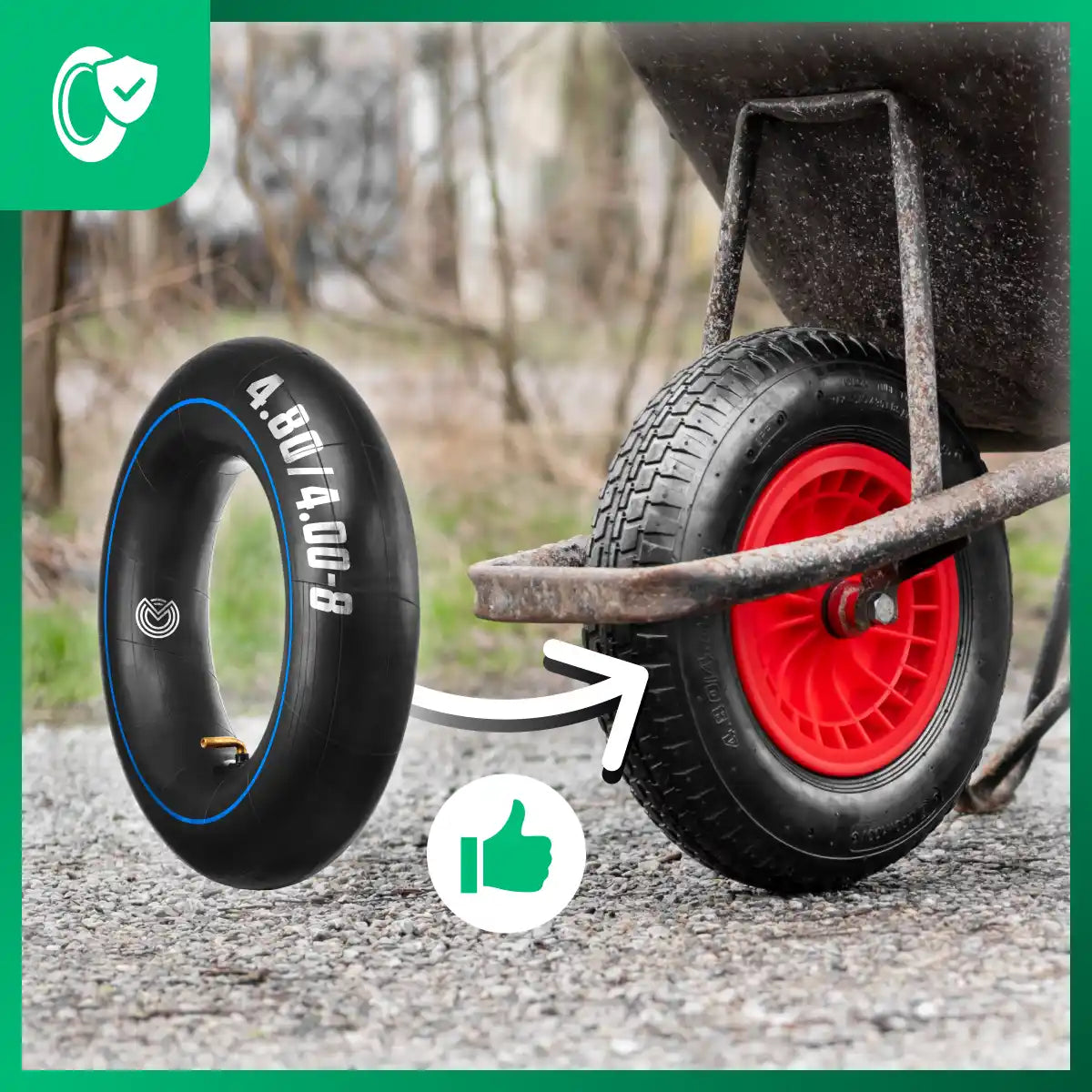 Cámara de aire 4.80/4.00-8 carretilla válvula acodada