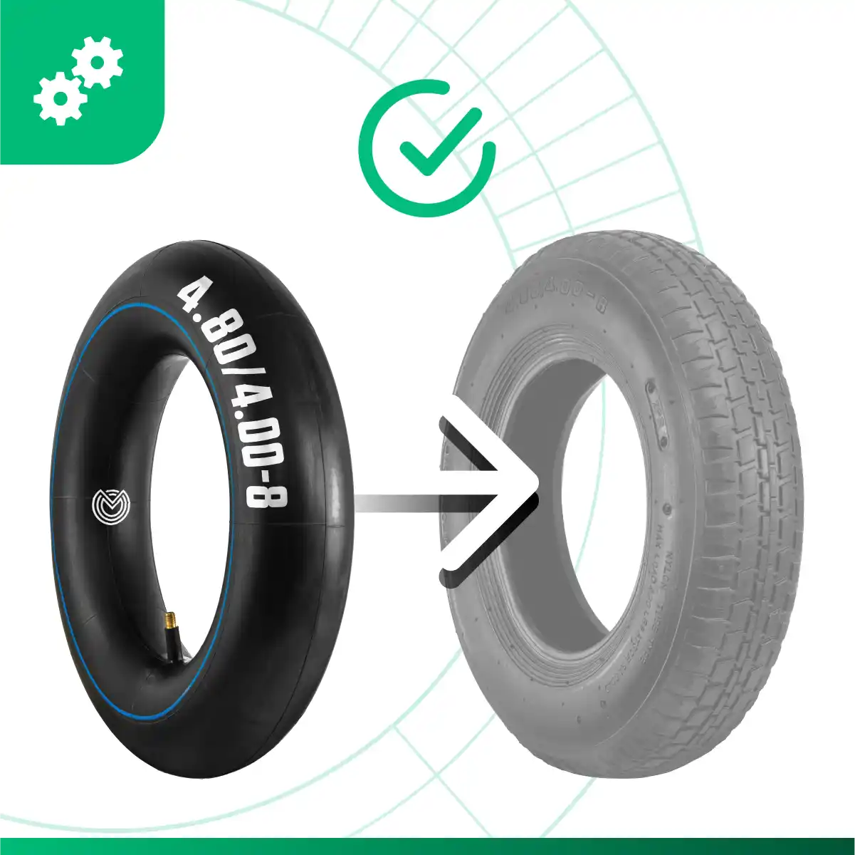 Cámara de aire 4 80 válvula recta