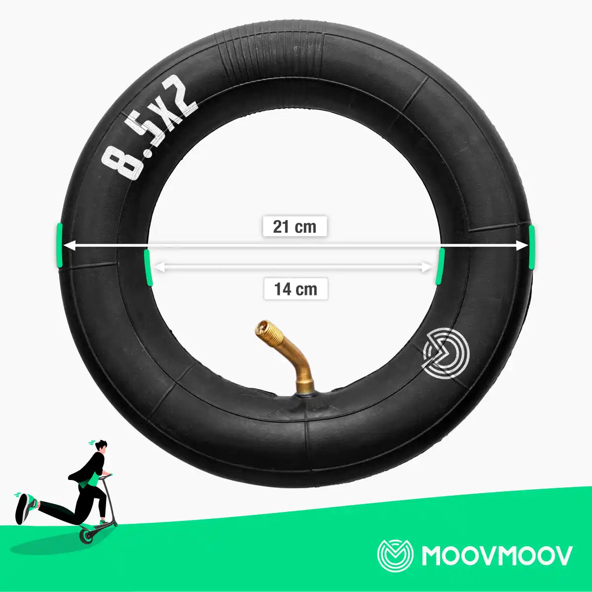 Cámara de aire 8.5x2 scooter eléctrico válvula curva