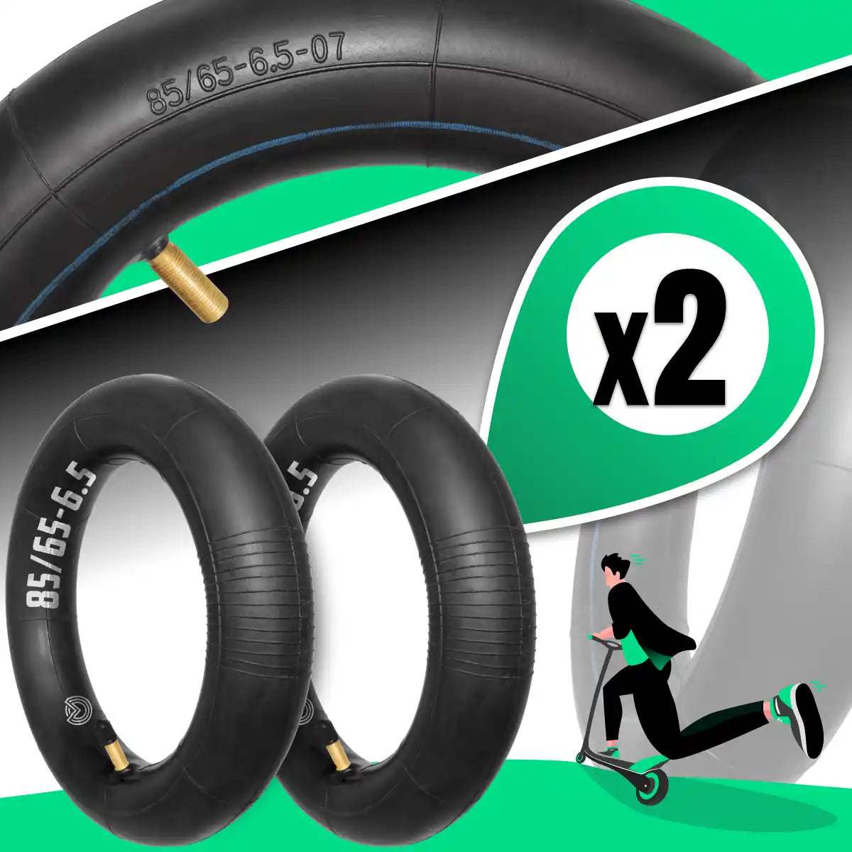 Cámara de aire 85 65 6 5 patinete eléctrico válvula recta