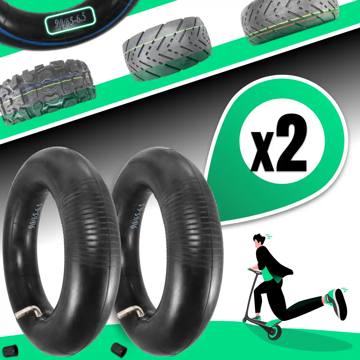 Cámara de aire 90/65-6.5 scooter eléctrico válvula acodada