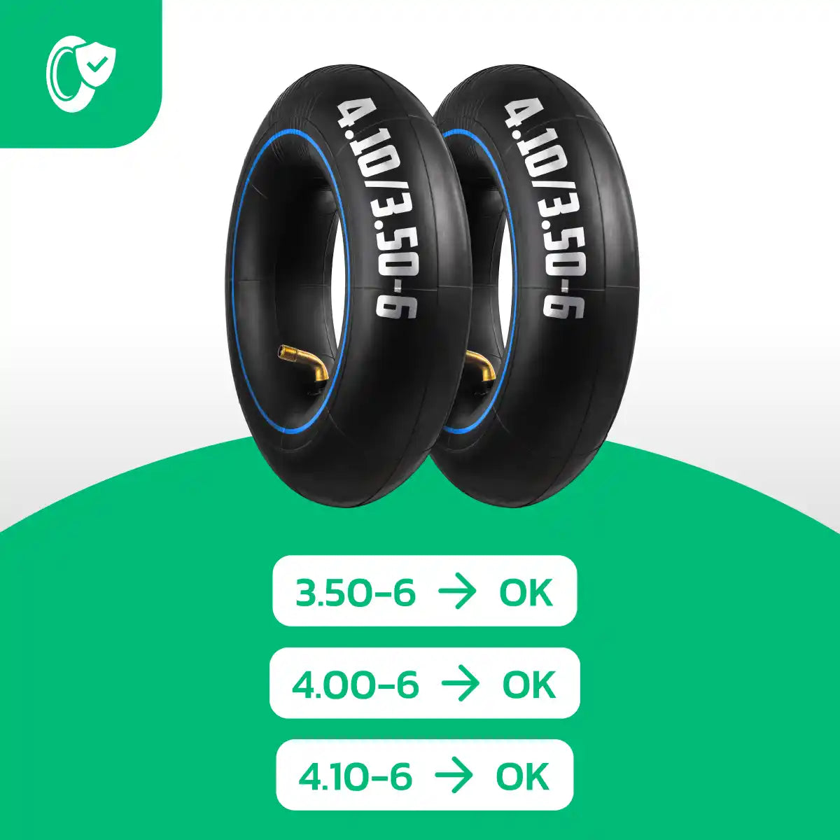 Cámara de aire carretilla 3.50-6 válvula acodada