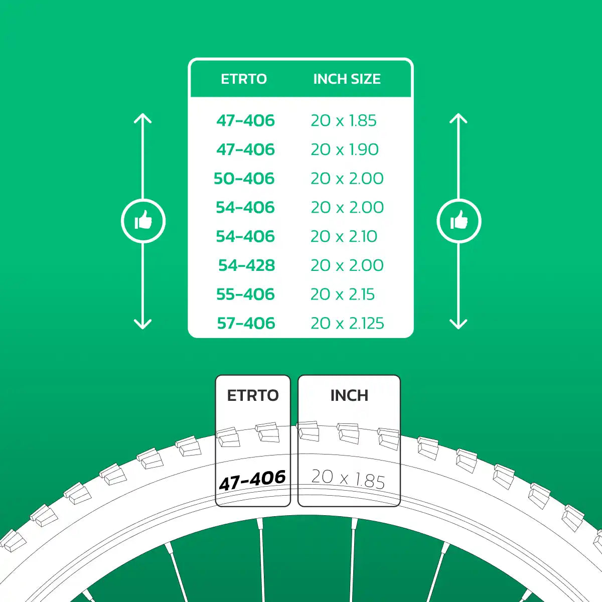 Cámara de aire compatible 20x1.85 > 2.125 bicicleta infantil