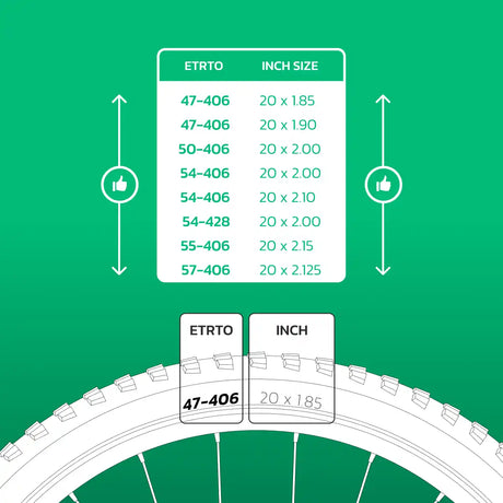 Cámara de aire compatible 20x1.85 > 2.125 bicicleta infantil