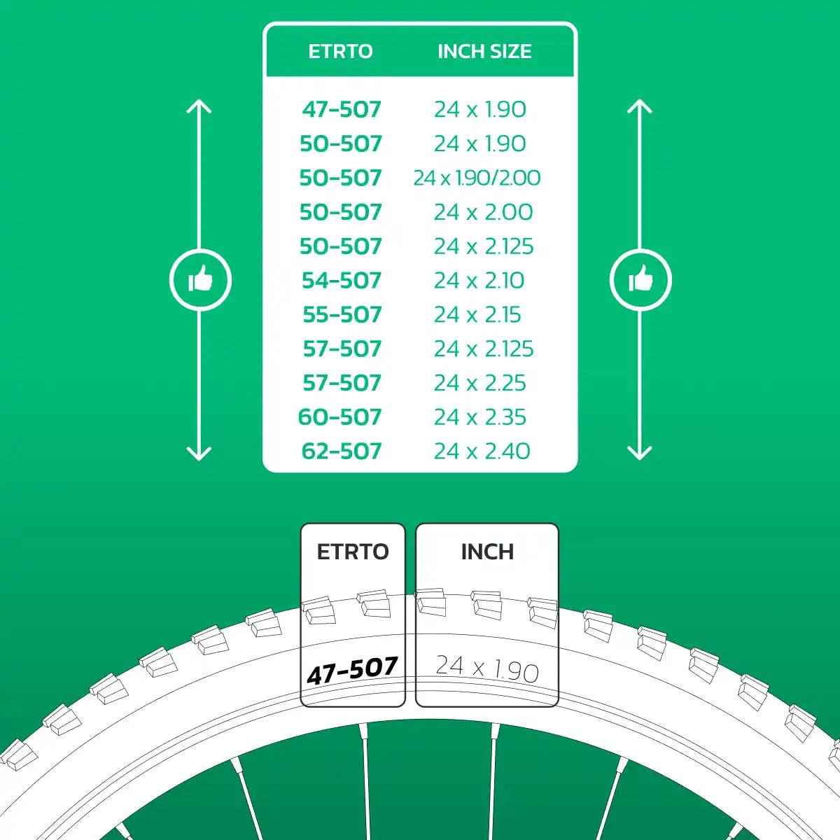 Cámara de aire compatible 24x1.90 > 2.40 válvula schrader