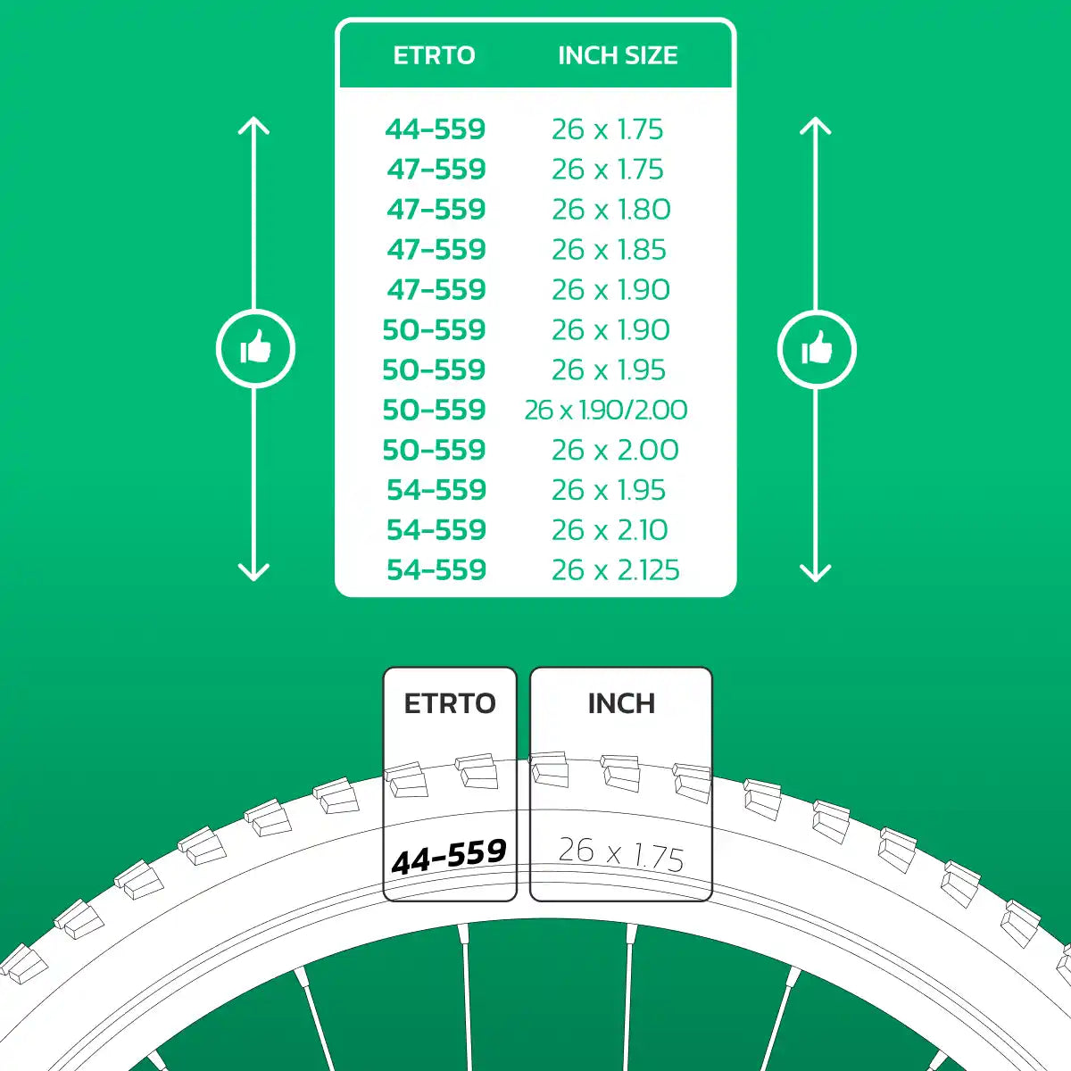 Cámara de aire compatible 26x1.75 > 2.125 válvula presta