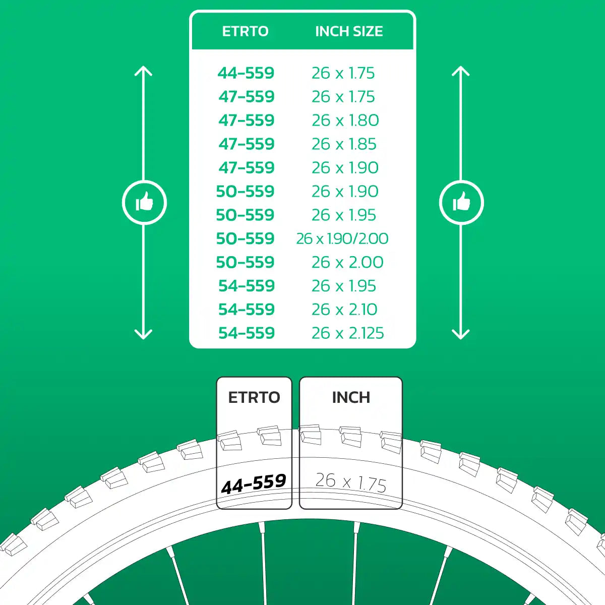 Cámara de aire compatible 26x1.75 > 2.125 válvula schrader