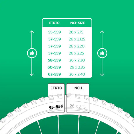 Cámara de aire compatible 26x2.15 > 2.40 válvula schrader 40mm
