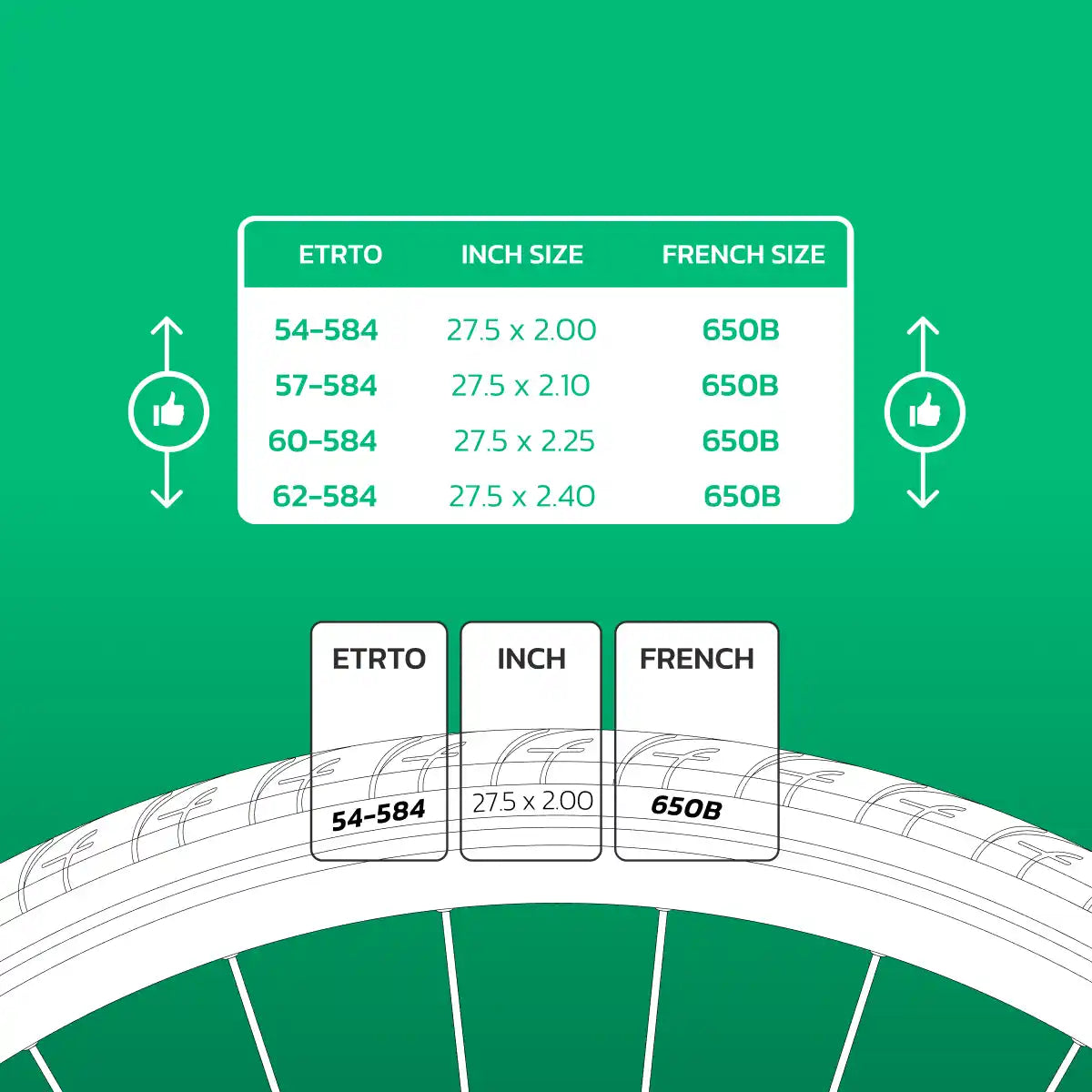 Cámara de aire compatible 27.5x2.00 > 2.40 válvula presta 40mm