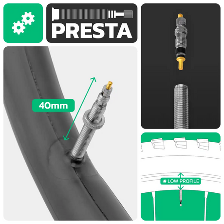 Cámara de aire para bicicleta 24x1.50 > 1.85 válvula presta 40mm