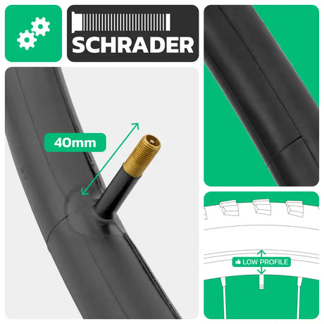 Cámara de aire para bicicleta 24x1.50 > 1.85 válvula Schrader 40mm