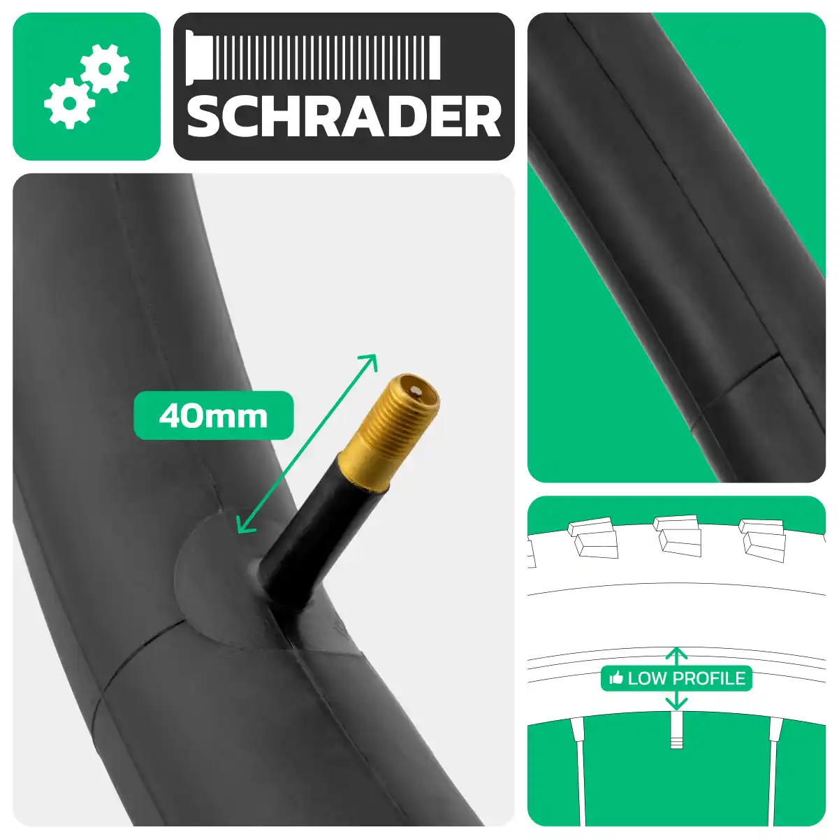 Cámara de aire para bicicleta 24x1.90 > 2.40 válvula schrader 40mm