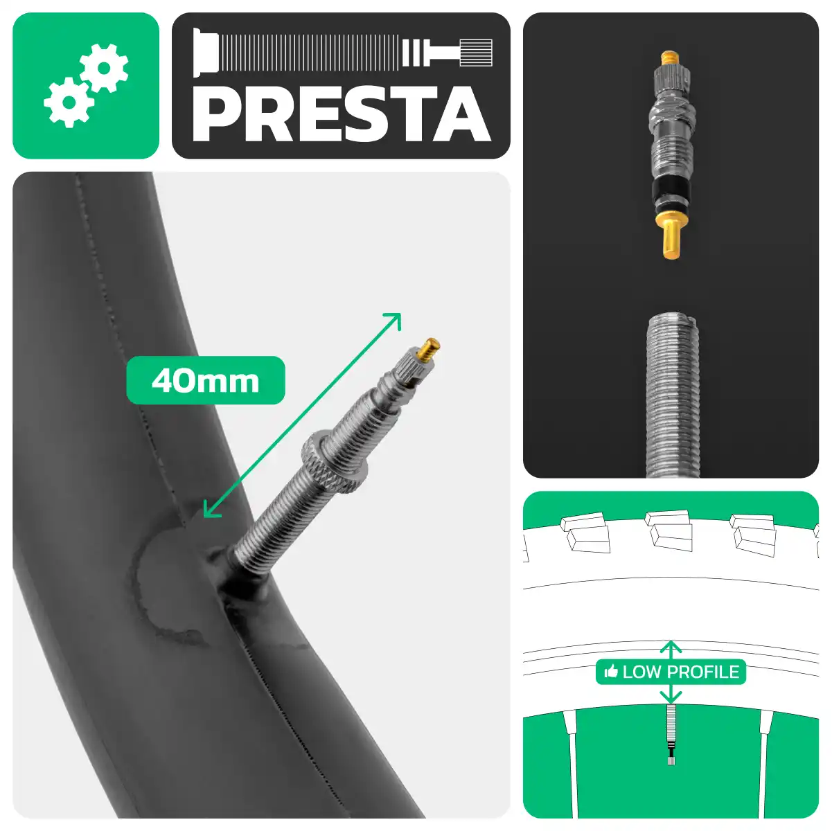 Cámara de aire para bicicleta 26x1.75 > 2.125 válvula presta