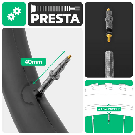 Cámara de aire para bicicleta 26x1.75 > 2.125 válvula presta