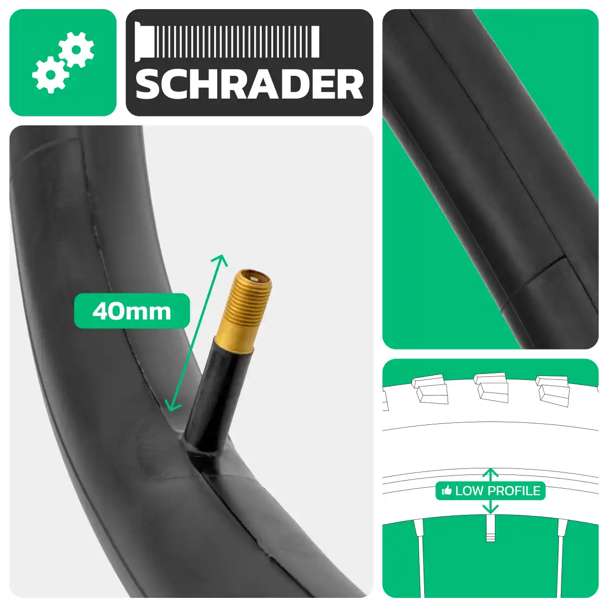 Cámara de aire para bicicleta 26x1.75 > 2.125 válvula schrader 40mm