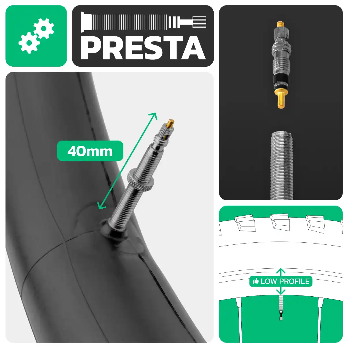 Cámara de aire para bicicleta 26x2.15 > 2.40 válvula presta 40mm