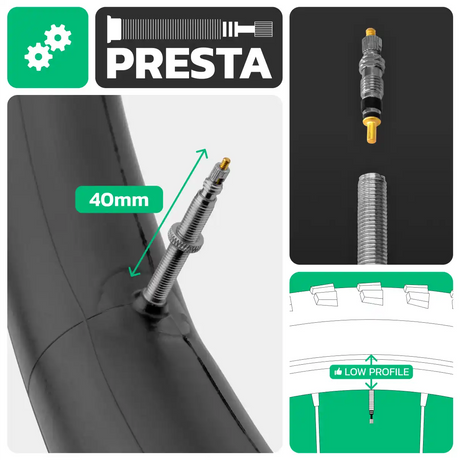 Cámara de aire para bicicleta 26x2.15 > 2.40 válvula presta 40mm