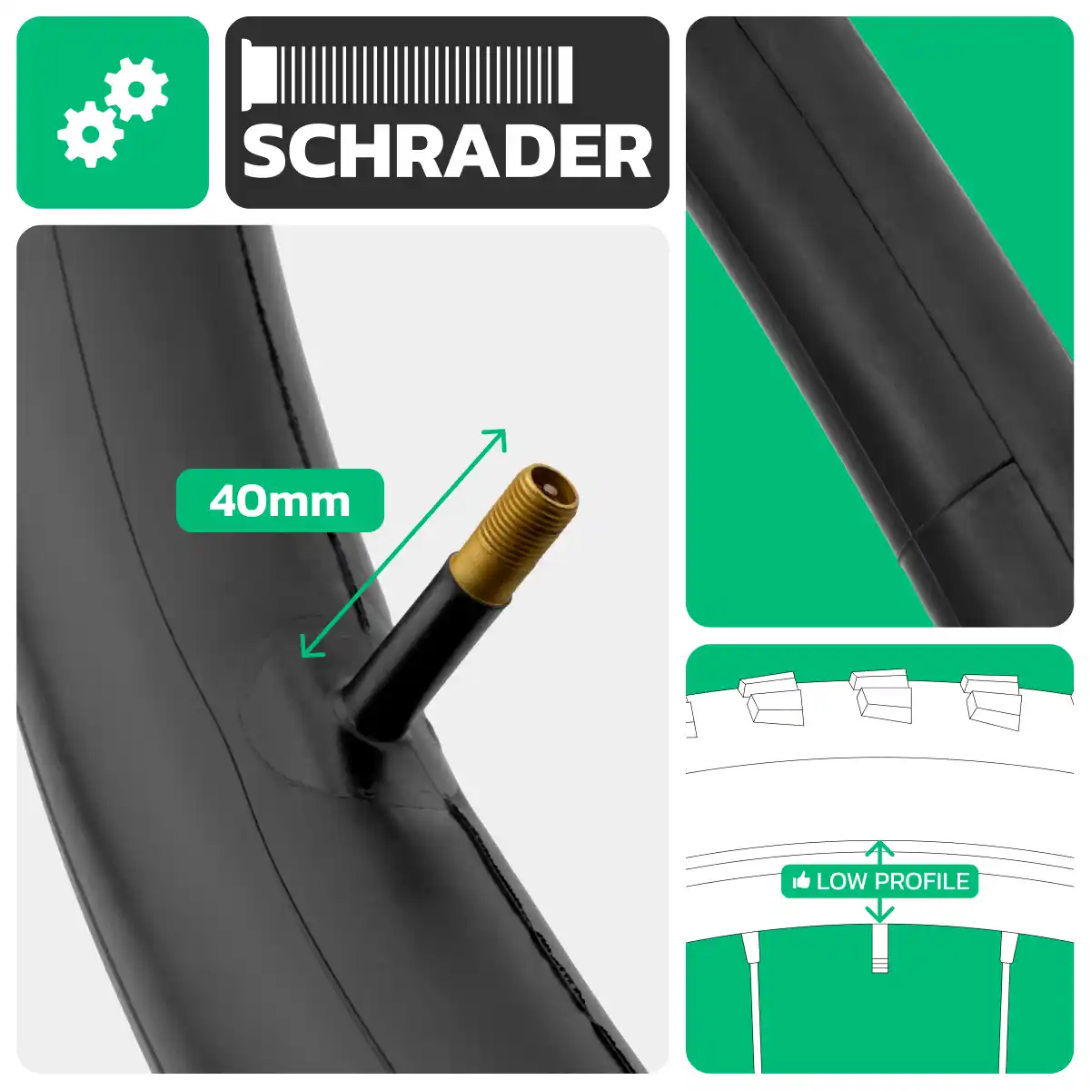 Cámara de aire para bicicleta 26x2.15 > 2.40 válvula schrader 40mm