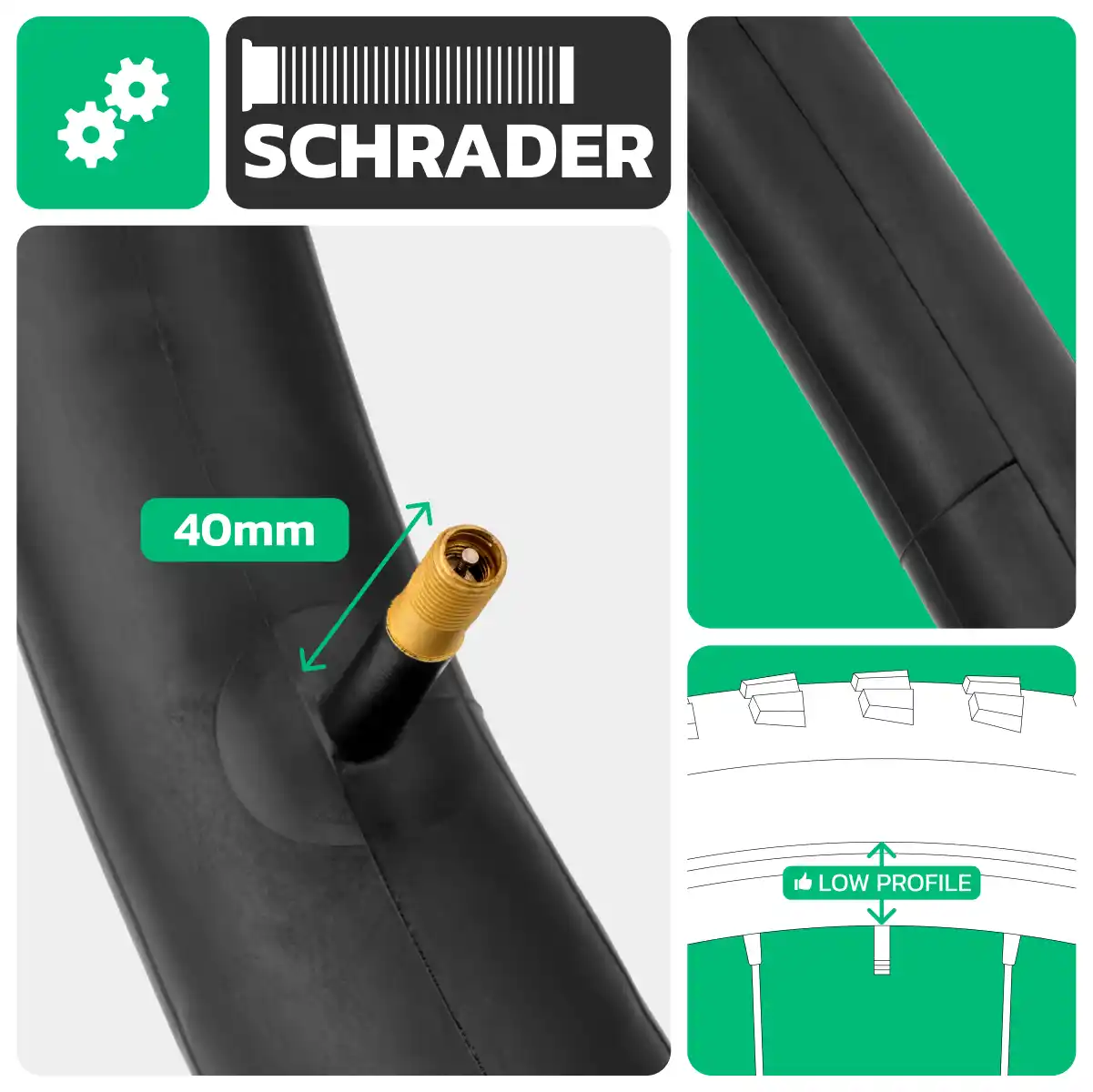 Cámara de aire para bicicleta 26x2.50 > 3.00 válvula schrader 40mm