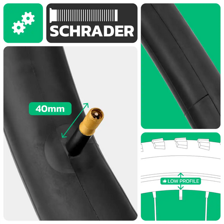 Cámara de aire para bicicleta 26x2.50 > 3.00 válvula schrader 40mm