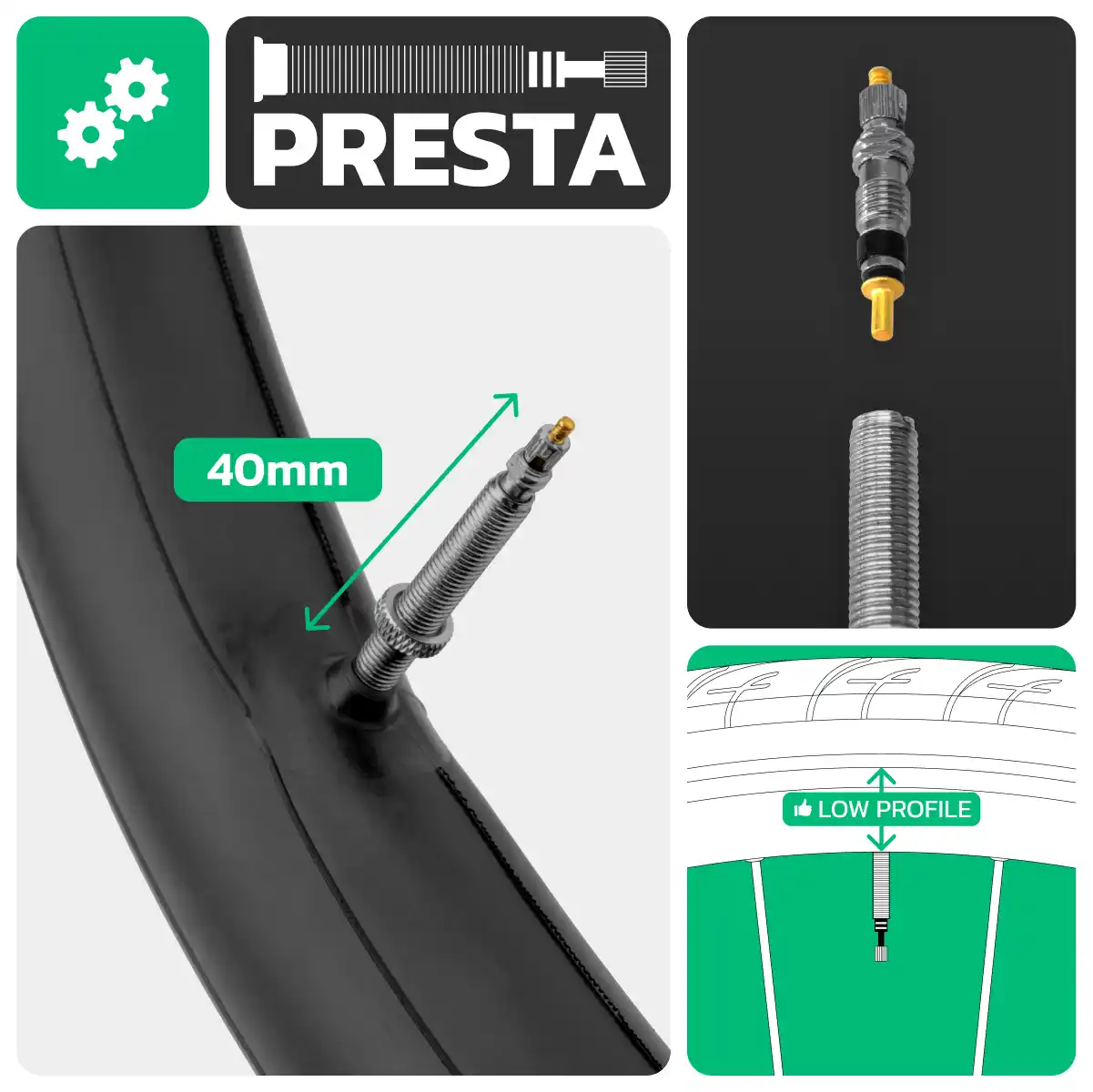 Cámara de aire para bicicleta 27.5x2.00 > 2.40 válvula presta 40mm