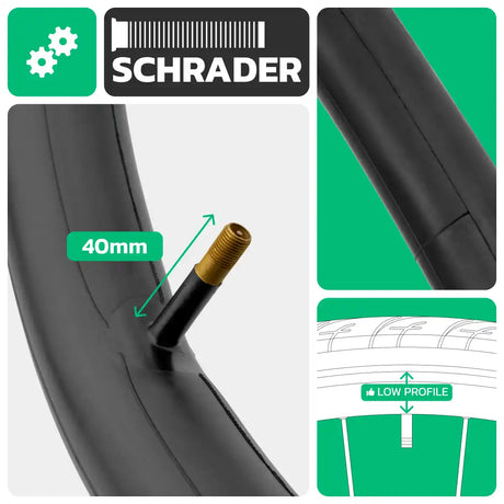 Cámara de aire para bicicleta 27.5x2.00 > 2.40 válvula Schrader 40mm