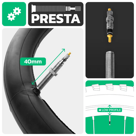 Cámara de aire para bicicleta 29x1.75 > 1.95 válvula presta 40mm