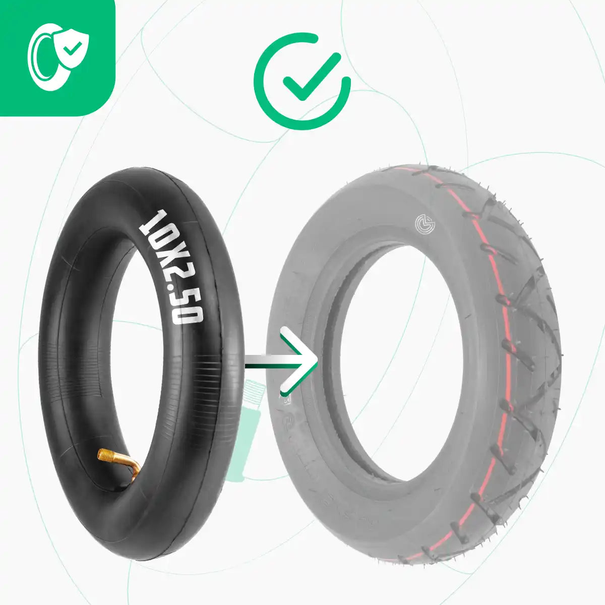 Cámara de aire patinete 10 pulgadas 10x2.5