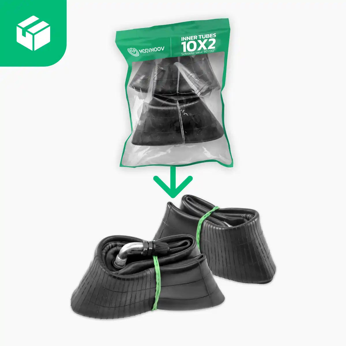 Cámara de aire patinete 10 pulgadas válvula acodada 90/90