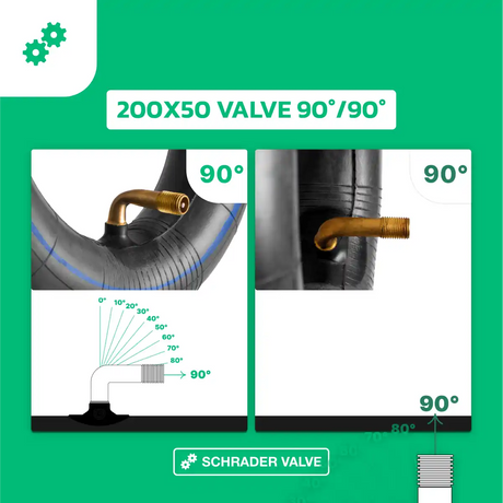 Cámara de aire patinete eléctrico válvula acodada 200 x 50