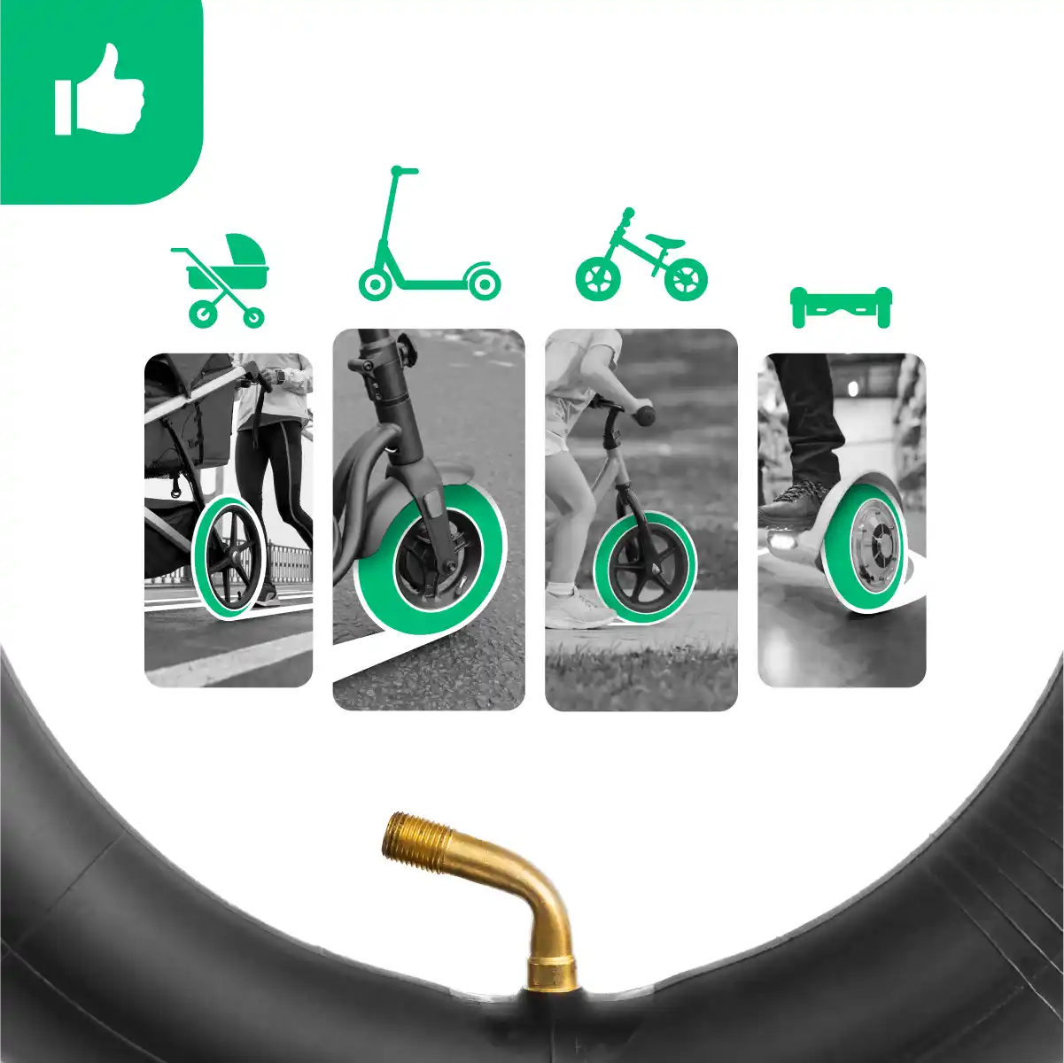 Cámara de aire 10 pulgadas válvula acodada 70