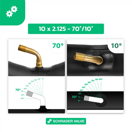 Cámara de aire patinete rueda 10x2.125 válvula acodada