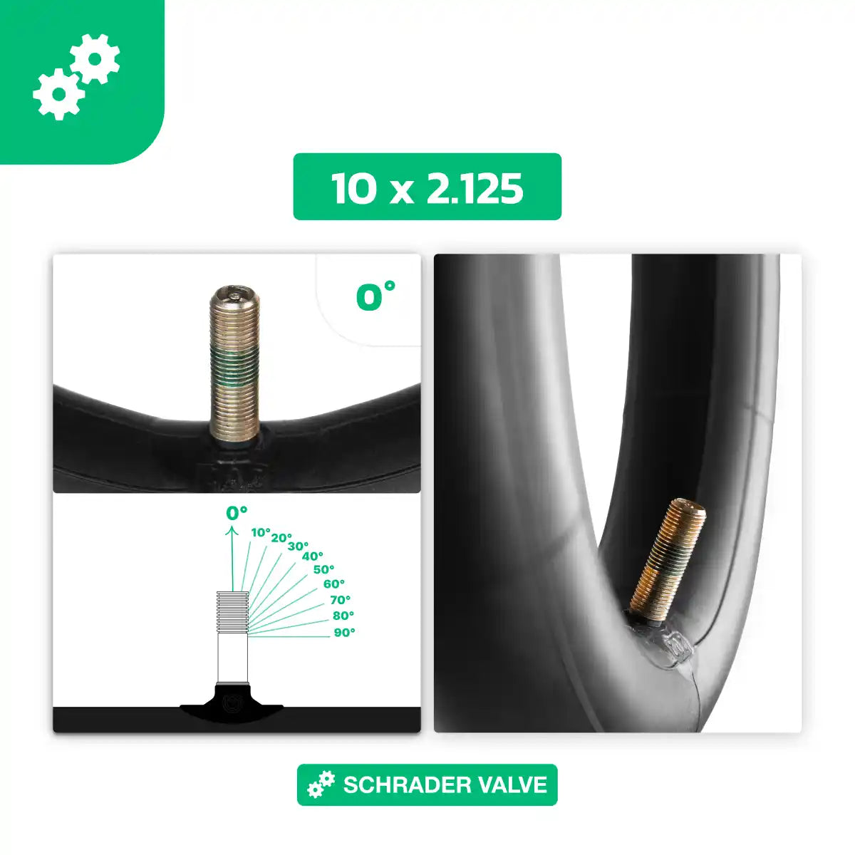 Cámara de aire scooter rueda 10x2.125 válvula recta
