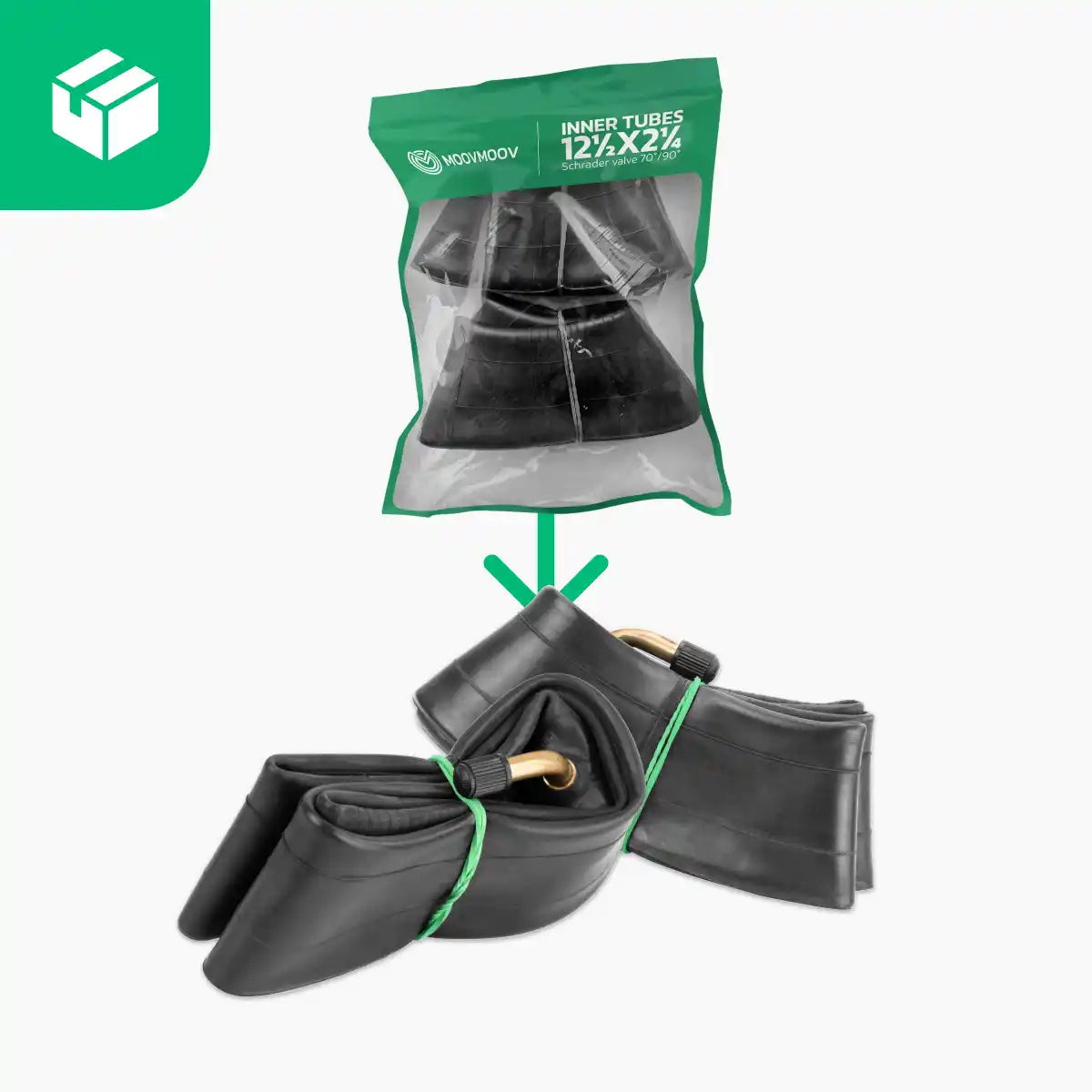 Cámaras de aire 12 1/2x2 1/4 válvula curva