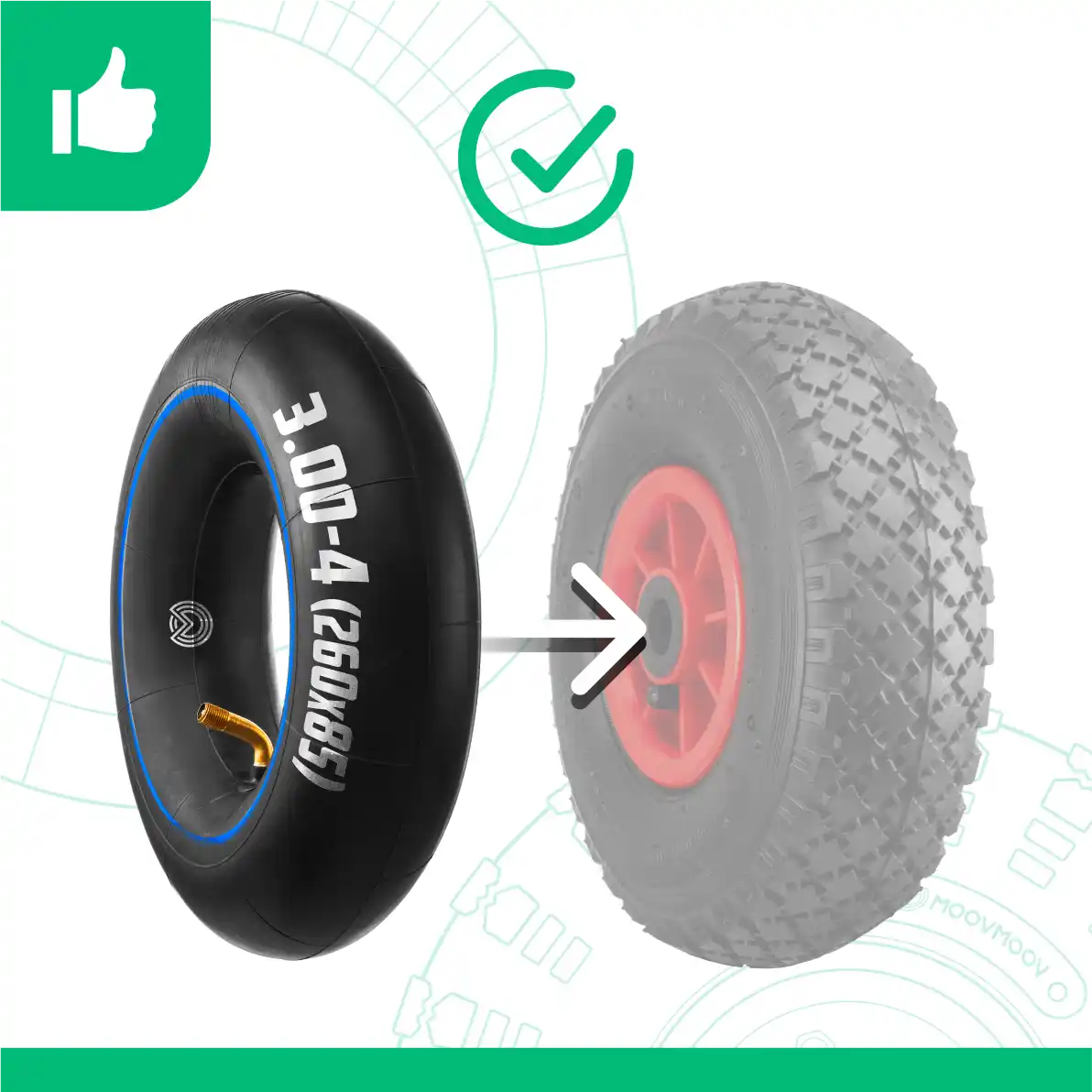 Cámaras de aire 260 x 85 caucho butilo