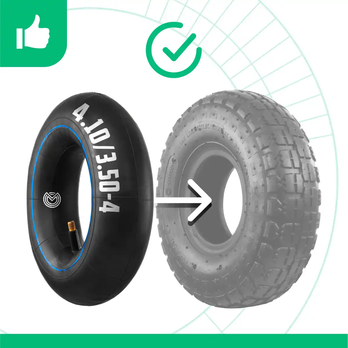 Cámaras de aire 4.10/3.50-4 carro válvula recta