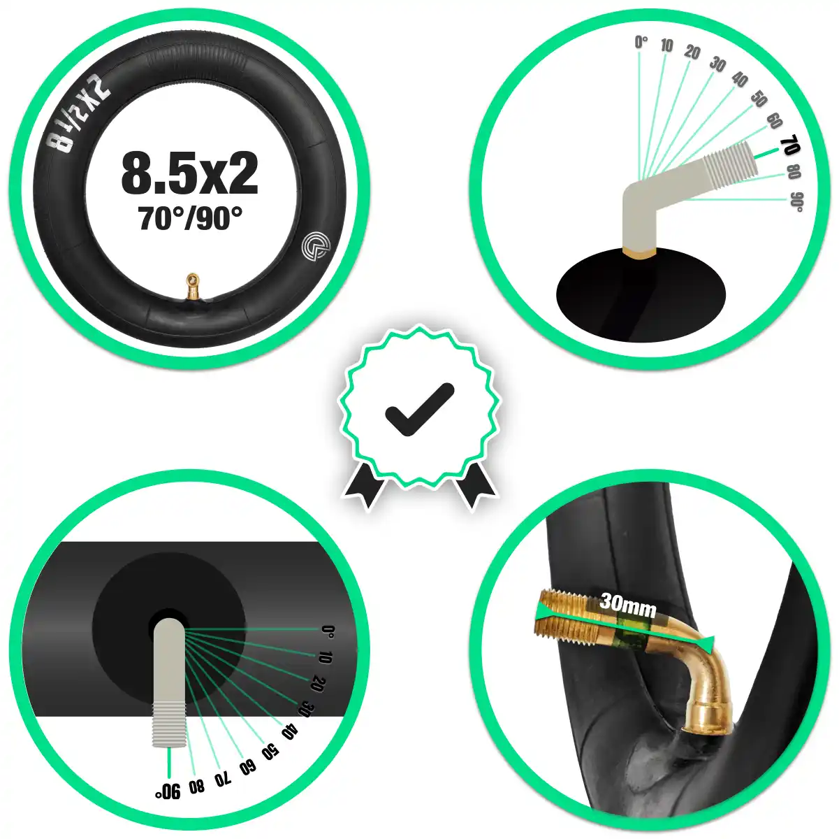 Cámaras de aire 8.5x2 válvula curva